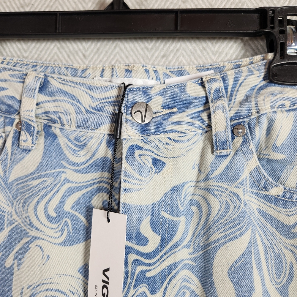Vigoss Womens Slim Straight Size 27 Light Blue and White Swirl Patterned Jeans - Picture 10 of 10